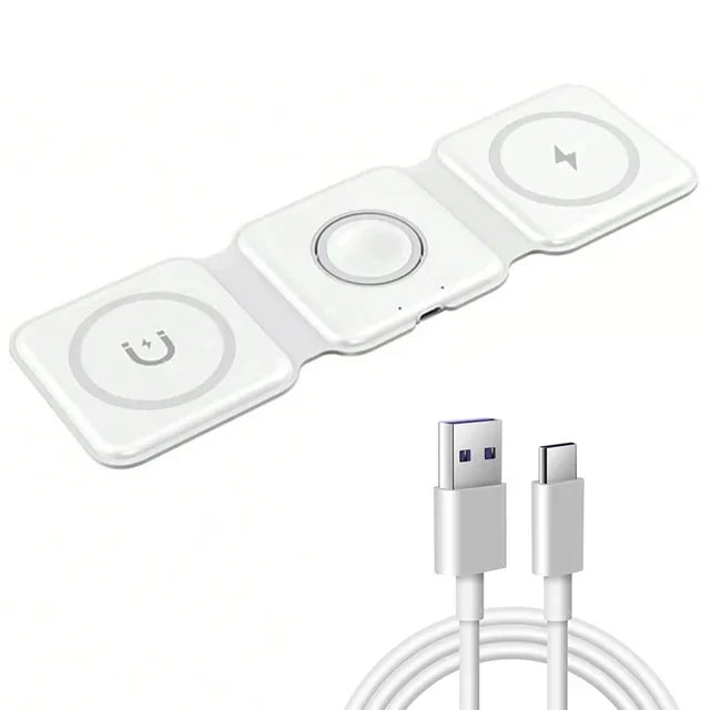 New 3In1 Foldable Wireless Charger Pad Stand Magnetic Fast Charging Dock Station for Iphone 15 14 13 12 X XR Apple Watch Airpod