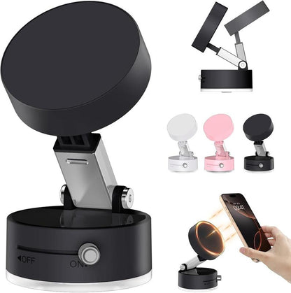 Vacuum Magnetic Suction Phone Holder, 2025 New Magnetic Suction Phone Mount, Foldable Portable Double-Sided Vacuum Magnetic Adsorption Adjustable Mobile Phone Holder for All Phones